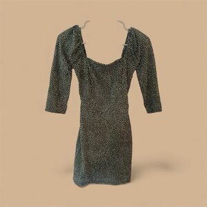 Leith Green and White Long Sleeve Dress
